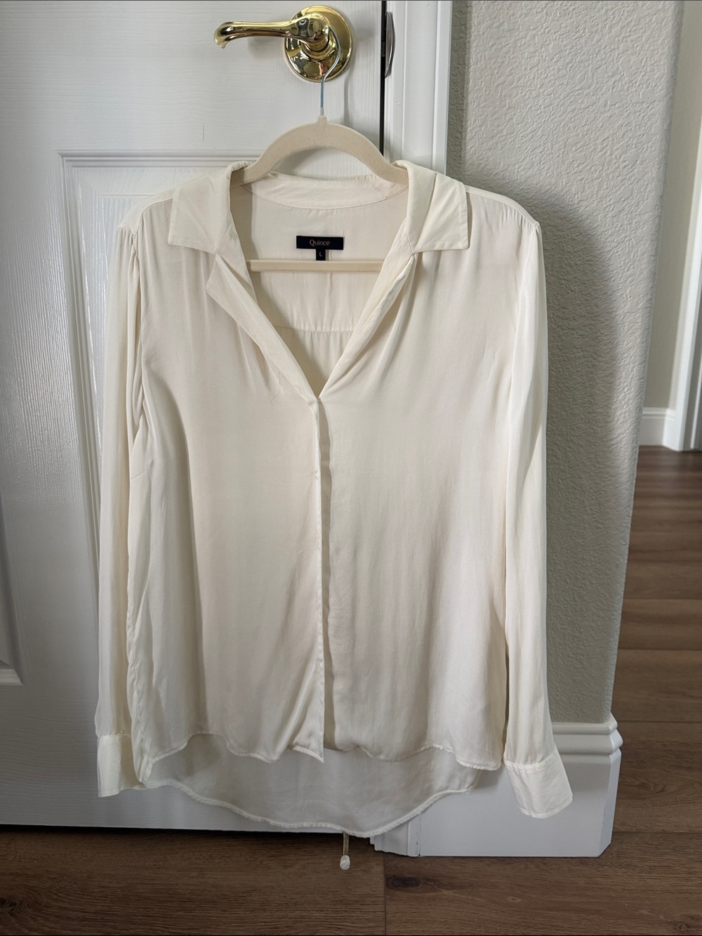Quince Ivory Button-Down Long Sleeve Blouse